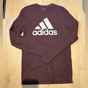 adidas Long Sleeve Tee with White Logo - Maroon